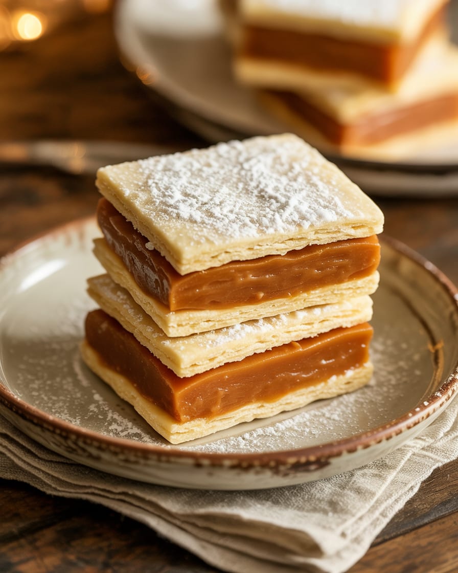 Traditional Argentine alfajor cookie with dulce de leche filling and powdered sugar